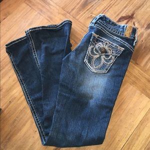 Maurices Blue Boot Cut Jeans with Embroidered Pocket